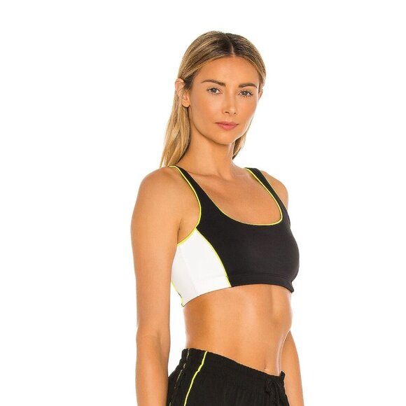 GIGI C SPORT CELESTE BRA BLK/WHT/GRN Removable padding. Elastic band. Made in US - Picture 2 of 4